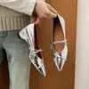 Zapatos de mujer estilo francés súper suaves de piel de oveja, punta plateada, elegantes de cuero genuino, con plataforma interna, Mary Jane de corte bajo, tacones altos versátiles