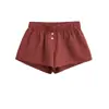 Shorts Casuais Xadrez de Cintura Baixa com Três Botões para Mulheres, Conforto Caseiro de Verão, Estilo Fino Versátil, Tamanho Petite, Adequado para Usar Fora