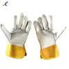 Guantes de soldar de piel de vaca transfronterizos resistentes al desgaste resistentes a altas temperaturas cortos protección laboral trabajo de soldadura soldador manual guantes de cuero para el hogar