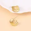 Estilo Francés Lujo Ligero Diseño de Alta Gama Plisado Borde Rizado Geométrico Irregular Forma de C Pendientes Simples Gosline para Mujer