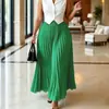 D650 Ropa europea y americana transfronteriza para mujer, falda larga plisada elástica de cintura alta con dobladillo amplio y caída elegante, falda africana de talla grande