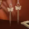 Aretes de Borla Mariposa de Circonita de Temperamento, Modernos, de Alta Gama y Elegantes, Aretes de Vestir, Exquisitos Aretes Largos de Diosa