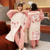 Pijama de invierno grueso con forro polar para niñas, para padres e hijas, camisón lindo y dulce de forro polar de coral, ropa de casa cálida de longitud media