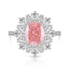Anel de Gemas Coloridas Cheio de Diamantes Formato Ovo de Pombo Corte Flor de Gelo para Mulheres, Anel Super Brilhante Formato Ovo de Diamante de Alto Carbono, Dropshipping para Transmissão ao Vivo