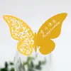 Tarjeta para Copa de Vino Roja Mariposa Grabada con Láser para Banquete, Tarjeta de Lugar Hueca Feliz Cumpleaños, Tarjeta de Mesa Grabada con Texto Adicional, En Stock