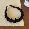 Faixa de Cabelo de Tecido Preto com Pedras tipo Diamante Estilo Princesa, Faixa de Cabelo Antiderrapante Dentada de Alta Qualidade, Grampo de Cabelo, Prendedor de Cabelo para Compras, Faixa de Cabelo para Lavar o Rosto