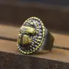 Anillo Ajustable de Latón con Escarabajo de Plata Tailandesa de Mil Hojas, Criatura Mítica Egipcia, Escarabajo del Sol para Hombres y Mujeres