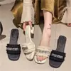 Nuevas Pantuflas de Exterior para Mujer 2026: Versátiles, Adornados con Pedrería, Flecos, Cómodos, Tacón Grueso, Borla, Estilo para Ir al Trabajo, Sandalias de Punta Cuadrada