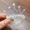 Corona para niña, tocado de princesa, diadema coreana con flor de perla, bola de pelo para niña pequeña, banda de goma