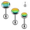 Pendientes Transfronterizos de Acero Inoxidable Galvanizado Color Mágico Degradado Negro Película Multicolor Destellante Clavo de Oreja de Tornillo Pendientes de Perforación