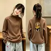 Camiseta Interior de Polar para Niña con Cuello Medio Alto Manga Larga Infantil Bonita Niña Pequeña Elegante Ropa Interior Otoño e Invierno