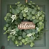 Corona de vid artificial con eucalipto y bayas, colgante de puerta, decoración casera de Pascua, colgante de puerta de imitación transfronterizo