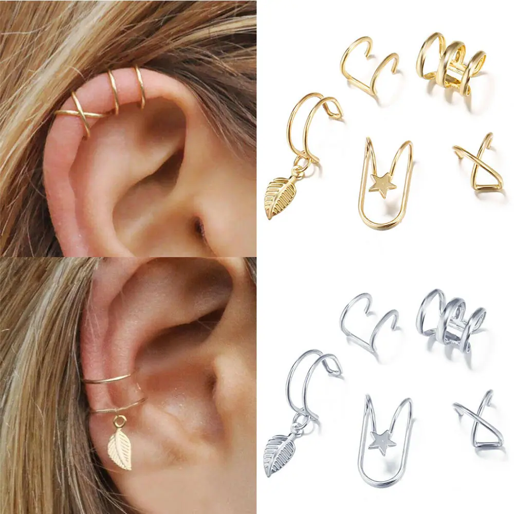 5Pcs-Set-Ear-Cuff-Gold-Leaves-
