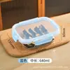 Lonchera de vidrio, tazón universal apto para microondas para oficinistas, apto para refrigerador, colorido, con tapa, resistente al calor, caja de almacenamiento engrosada