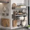 Estante de Almacenamiento Multifuncional, Organizador de Utensilios de Cocina Montado en la Pared sin Taladro, Estante para Especias, Estante Colgante