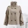 Comercio exterior transfronterizo ropa de mujer estilo europeo y americano ZA AliExpress superventas chaqueta casual de doble botonadura con cuello mao de diseño único