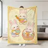 Recomendação de Novo Produto Transfronteiriço: Manta de Flanela com Coelho de Páscoa Desenho Animado, Manta de Ar Condicionado para Verão, Manta para Cobrir Sofá, Manta de Pelúcia