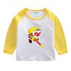 Camiseta de manga comprida para meninos outono nova roupa externa infantil camisa base fina primavera e outono roupas de algodão infantis