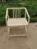 Silla Estilo Antiguo de Madera Maciza, Silla Circular de Madera de Olmo del Sur, Silla Sombrero Oficial, Silla Media Luna con Mesa de Té, Blanca Sin Acabado, Empaque a Granel, Envío Gratis