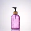 Botella de Lavado de Manos de Rayas Verticales de Alta Calidad, Vidrio Espeso, Botella Dispensadora Multifuncional para Loción y Gel de Ducha, Botella de Vidrio Resistente a la Humedad y al Calor
