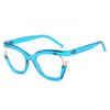 Nueva Moda Novel Colores Arcoíris Brillante Espejo Plano Ins Distintivo Perla Decorativa Ojo de Gato Montura de Gafas Moderna