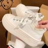 Sapatos Femininos Guofeng Novo Verão 2024 Novo Estilo Chinês Cetim de Seda Bordado Estampado Strass Fita Respirável Sapatos de Plataforma