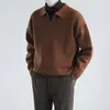 2023 Estilo Preguiçoso Cor Sólida Polo Masculino e Feminino Tendência Suéter Fino Jaqueta Super Quente Estilo Hong Kong Estudantes Versátil e Solto