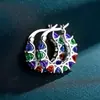 Pendientes de Moda Estilo Ins para Mujer, Pendientes de Encaje con Circonita Completa Estilo Francés, Aros en Forma de U, Populares en el Comercio Electrónico Transfronterizo