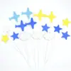 Alambre de Nube Tarjeta Insertable Estrella de Cinco Puntas Accesorios para Hornear Espuma de Esponja EVA Globo DIY Nube Blanca Decoración para Pastel de Cumpleaños