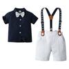 Fábrica de Origem Conjunto de Macacão de Manga Curta Três Peças Roupas Infantis Macacão de Bebê Dropshipping Roupa de Verão para Meninos