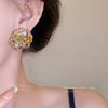 Aretes de Perlas Flor Diamante Aguja de Plata Retro Exquisitos Nicho Aretes Lujo Ligero Alta Gama Moda Estilo Corte