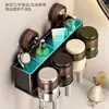 Portacepillos de Dientes para Baño Estilo Vintage sin Taladro Estante de Almacenamiento Multifuncional Montado en la Pared con Portavasos