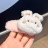 Horquilla de gatito de peluche con flequillo lateral, estilo Ins, para niña, de peluche, con dibujos animados
