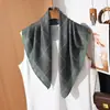 Pañuelo Cuadrado de Doble Cara Bicolor con Patrón de Espiga 65 para Mujer, Estilo Retro Francés Sencillo, Accesorio Elegante, Pequeño Pañuelo de Cuello de Moda