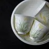 Xícara de Chá com Espiga de Trigo Pintada à Mão em Argila de Jade Porcelana Branca das Dinastias Tang e Song para Uso Doméstico, Conjunto de Chá Kung Fu, Xícara de Chá de Cerâmica, Xícara Única de Porcelana de Jade para Beber Chá
