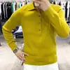 Outono Venda Quente Masculina Camisa Polo de Tricô com Lapela Quente Moda Versátil Luxo Leve High-End Business Cor Sólida Manga Longa