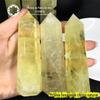 Fornecimento direto da fábrica coluna citrino natural única ponta de seis bordas coluna de cristal original pedra polimento artesanato ornamentos em estoque atacado