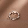 Anillo geométrico entrelazado de plata de ley 925 de línea cuadrada para mujer, anillo de hilo ADN de temperamento de alto sentido, apertura ajustable