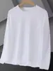 Camiseta masculina de manga comprida 2026 primavera e outono nova cor sólida gola redonda solta casual versátil base shirt camiseta masculina