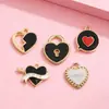 Série Coração Acessórios de Liga de Zinco Esmaltada para Joias DIY Decorações de Chaveiro DIY Pingentes de Chaveiro Artesanais