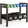 Rack de Halteres de Metal de Chão Novo Modelo Transfronteiriço para Uso Doméstico Interno, Rack de Armazenamento de Halteres de Camada Dupla, Rack de Armazenamento de Equipamentos de Fitness