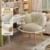 Banqueta de maquiagem estilo creme para uso doméstico, cadeira de maquiagem para quarto de meninas, cadeira de lazer estável e firme para apartamentos de aluguel, cadeira simples em formato de pétala