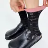 Meias Finas de Algodão Ice Silk para Primavera e Verão com Padrão Cruzado, Meias de Cano Médio, Meias Femininas Brilhantes de Seda, Meias Longas Pretas Respiráveis, Meias Largas