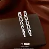 Pendientes de Cadena Cuadrada con Zirconia Incrustada de Aguja Plateada, Simples y Versátiles, Pendientes de Estilo Lujo Ligero, Pendientes de Moda y Elegantes, Diseño de Nicho
