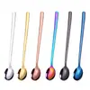 Cuchara transfronteriza de acero inoxidable 304 de mango largo para mezclar en bar de hielo, cuchara de bar en tono dorado, 23 cm, cuchara para postre, miel