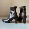 Botas de Tacón Delgado Silenciosas Versátiles Chuyuji para Viajar Botines de Tacón Alto Piel Suave Punta Fina Botas Elásticas Adelgazantes Nuevo Modelo Otoño/Invierno