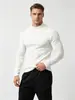 Camiseta deportiva y casual de cuello alto y manga larga para hombre, nueva para otoño e invierno, de doble cara con forro polar, mangas raglán, cálida, color liso, capa base, transfronteriza
