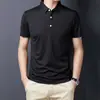 Camisa Polo de Manga Corta Nueva Directa de Fábrica para Hombre, Holgada, con Cuello, Algodón Mercerizado Hielo, Casual para Edad Media, Camiseta de Verano