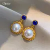 Brincos Redondos de Pérola Estilo Vintage Agulha de Prata, Brincos de Luxo Leve de Alta Qualidade para Mulheres, Modernos e com Design Único