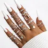 Conjunto de Anéis Femininos Cruzados Criativos Simples de Temperamento Anéis Empilháveis Ajustáveis Abertos com Pedras Strass Inlaid de Alta Qualidade